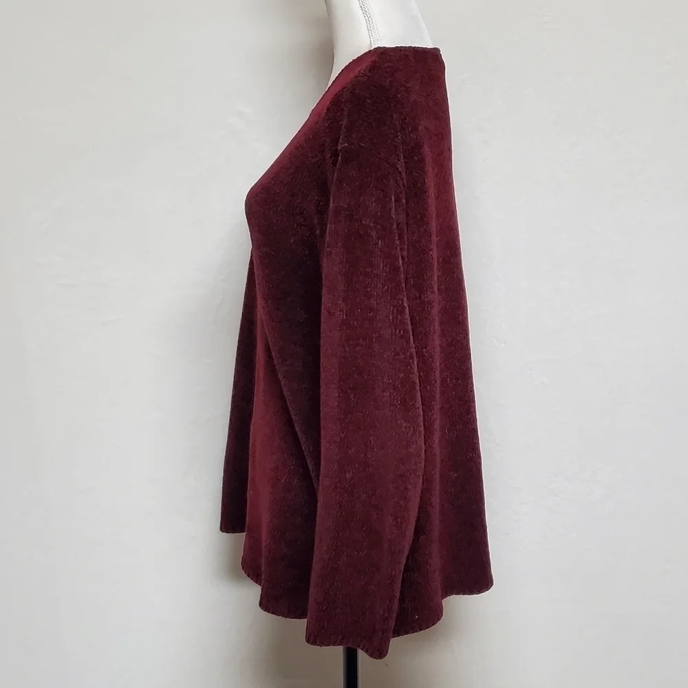 Vintage 90s Carolina Colours Deep Red Chenille Knit Long Sleeve Crewneck Sweater